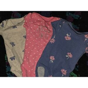 Baby Girl Bodysuits 3-Pack Butterfly‎ Floral Short Sleeve